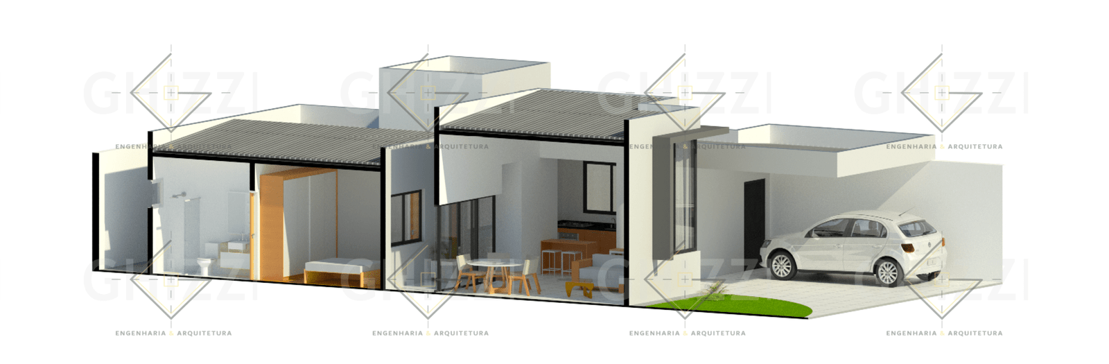 projeto casa térrea 110m² terreno 10x20