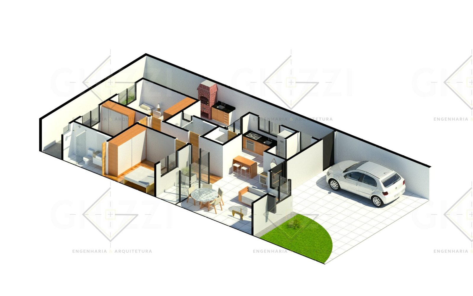 projeto casa térrea 110m² terreno 10x20