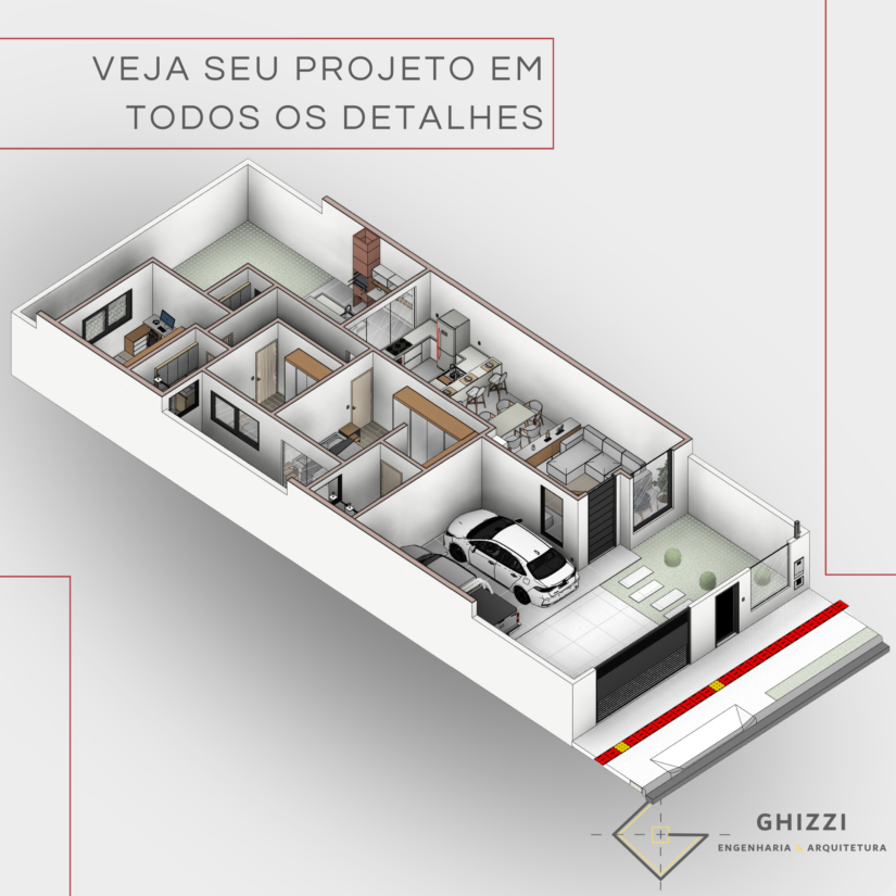 projeto casa com 155 m2 com suíte e cozinha integrada