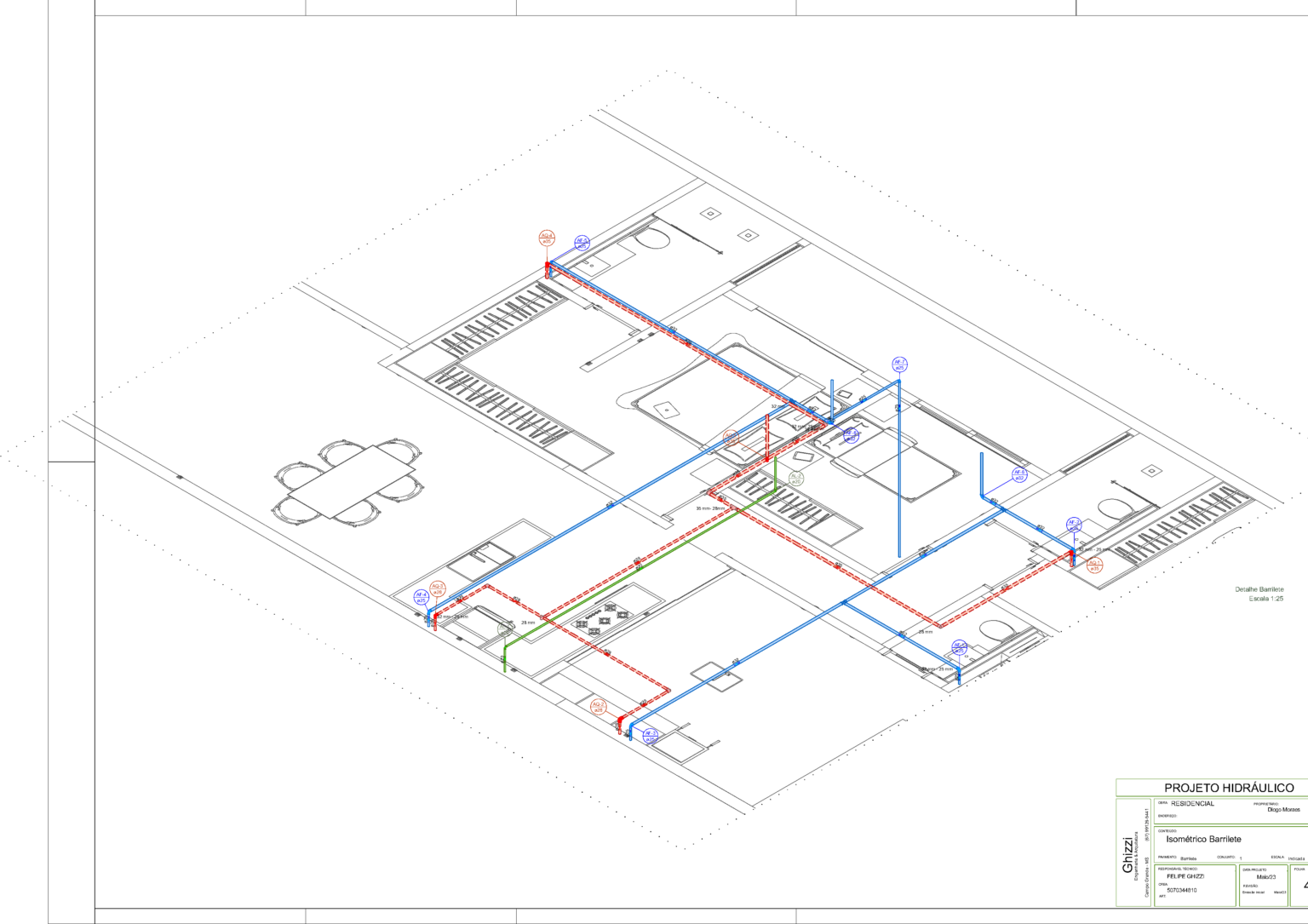 Projeto Hidrossanitário Casa Térrea 150m2 por Ghizzi Engenharia